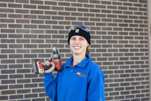 girl with drill